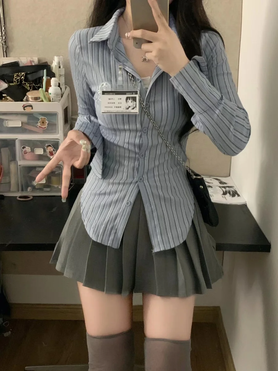 

Elegant A-Line Skirt High Waist Pleated Skirt College Style Half-length Skirt Women's Fashion Retro American Skirt