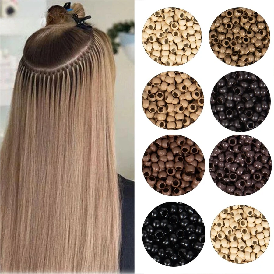 

1000 шт., кольца с нано-микрозвеньями, бусины для наращивания волос, нано-медные кольца для наращивания человеческих волос 2,5*1,5*2 мм, нано-кольца для волос, бусины