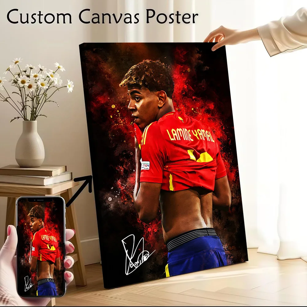 Lamine Yamal Portrait Printed Canvas Poster Custom Pictures Wall Art Canvas Painting for Home and Decoration Living Room Arts