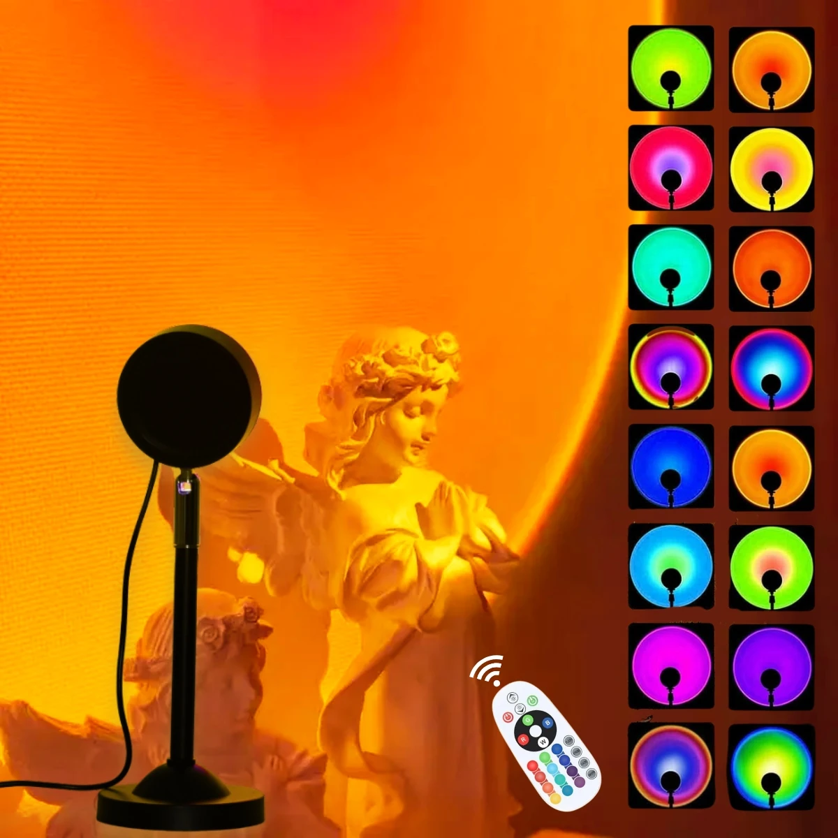 Sunset Projection Light Remote Control 16 Color Atmosphere Night Light for Bedroom Decoration Background Wall Photography Props