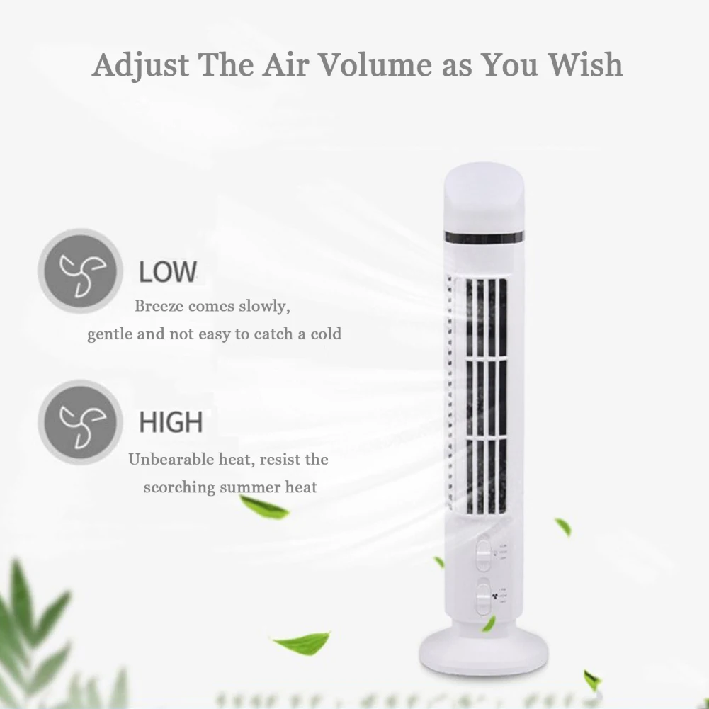 Small Tower Fan, Portable Cooler With 2 Speed Settings, 2 Level Volume Control, Dense Mesh And Bladeless Fan Design USB Charging