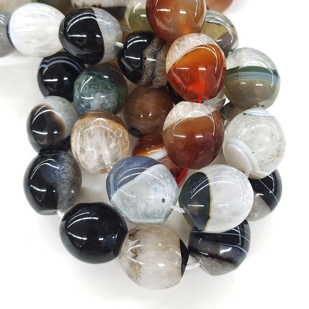 19x18mm Natural Stone Olive Shape Beads Healing Crystal Red Black Gray Gems Bead for Charms Jewelry Making DIY Necklace Bracelet