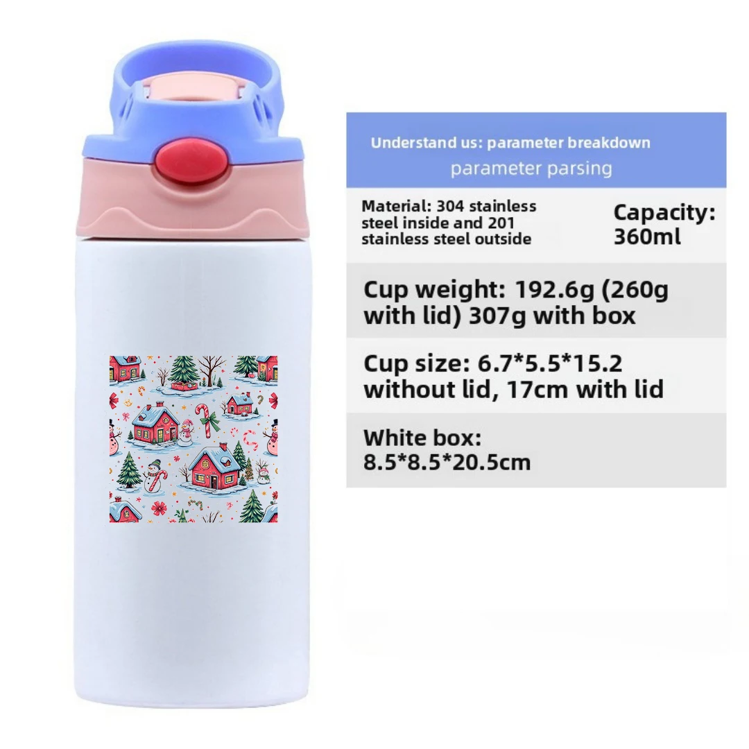 Tazza termica in acciaio inossidabile 304 cartone animato tema natalizio tazza di paglia per bambini perfetto regalo di Natale caldo musthave per le vacanze