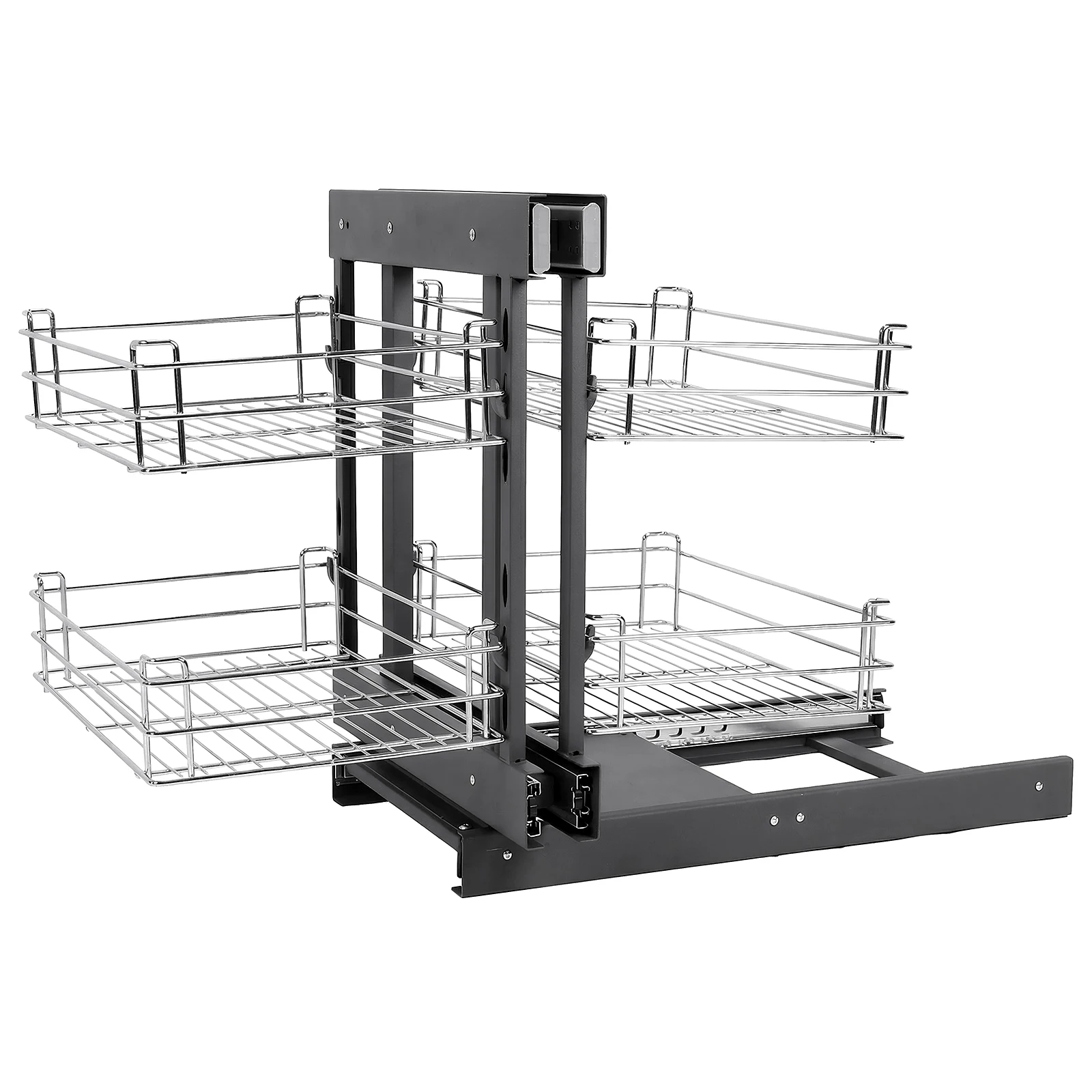 

Двухуровневая выдвижная корзина с демпфером, полностью открывающаяся, угловая, 4 полки, для слепых углов кухни или ванной комнаты