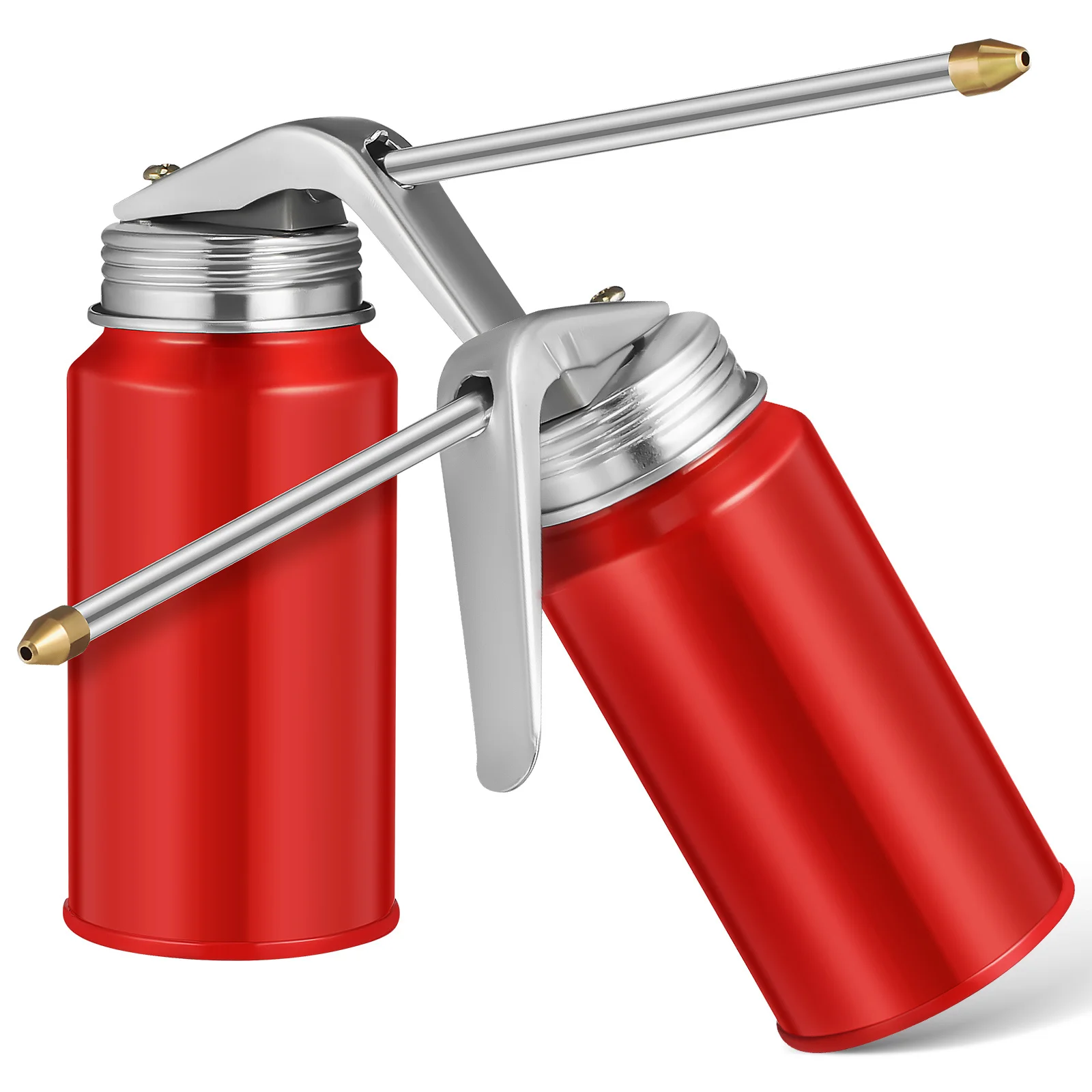 2Pcs Oiling Can 200ml High-Pressure Manual Pump Oiler Automotive Metal Lubrication Tool Portable Durable Oil Can with Spout