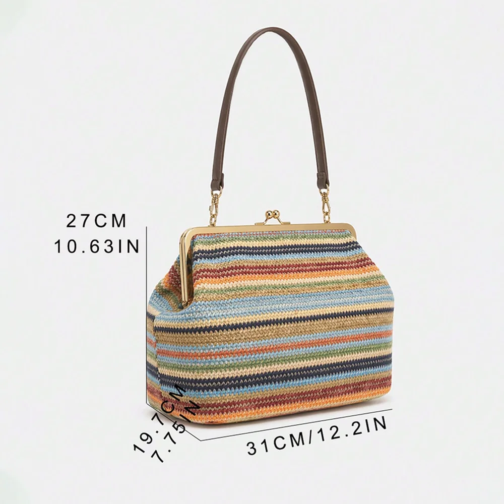 

New Large Clip Clutch Bag For Women,Fashion Trend Shoulder Evening Bag Luxury Designer Soft Leather Frame Shell Handbag