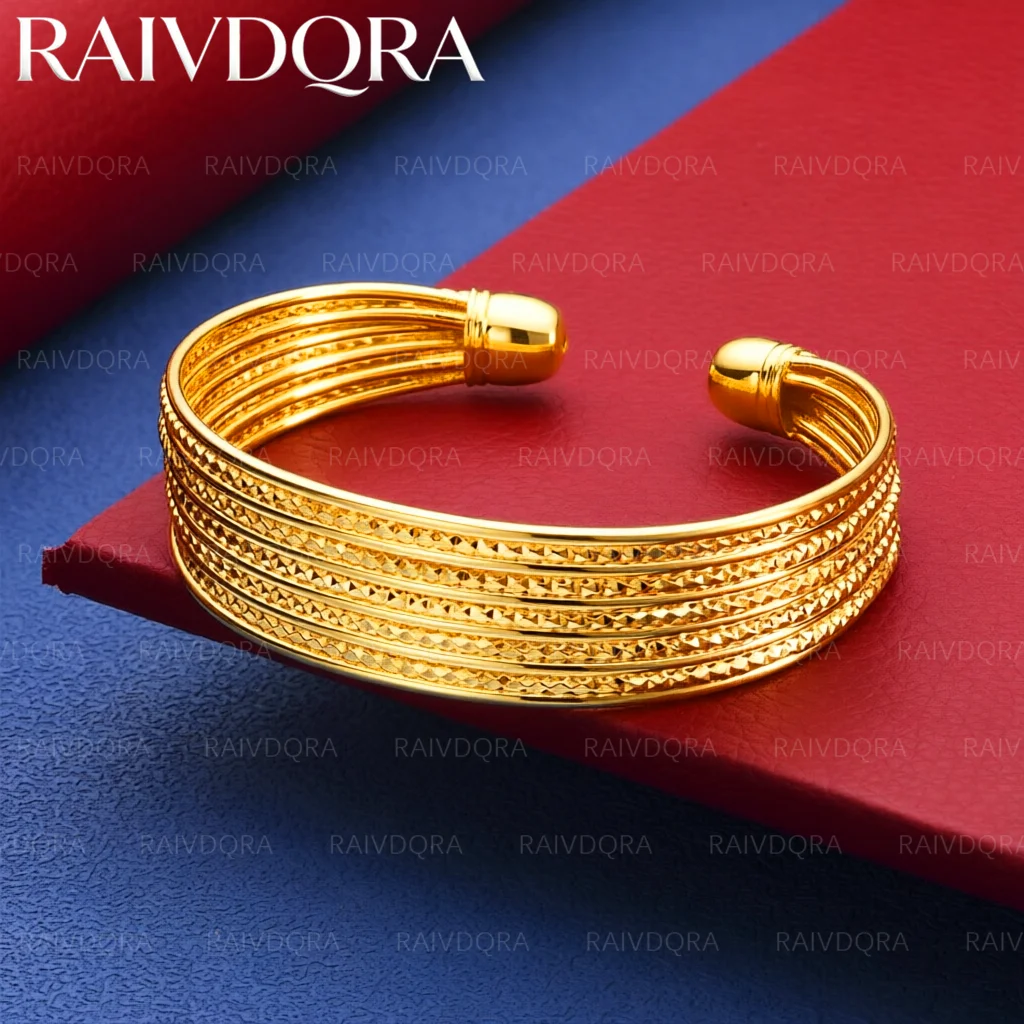 18K vergoldeter, breiter Armreif, offener Armreif für Damen und Herren, modischer Schmuck, klassisch, schlicht, Party-Accessoire, Geburtstagsgeschenk