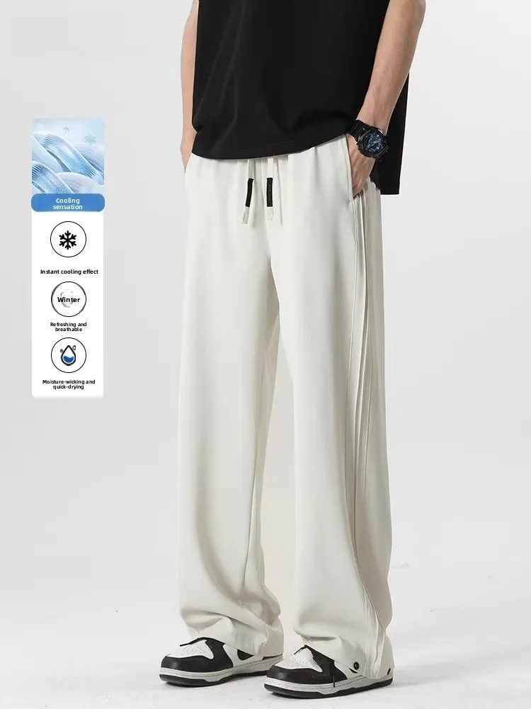 

Повседневные брюки Genio Lamode Ice Silk, мужские летние тонкие прямые свободные быстросохнущие спортивные длинные брюки, удобные, дышащие