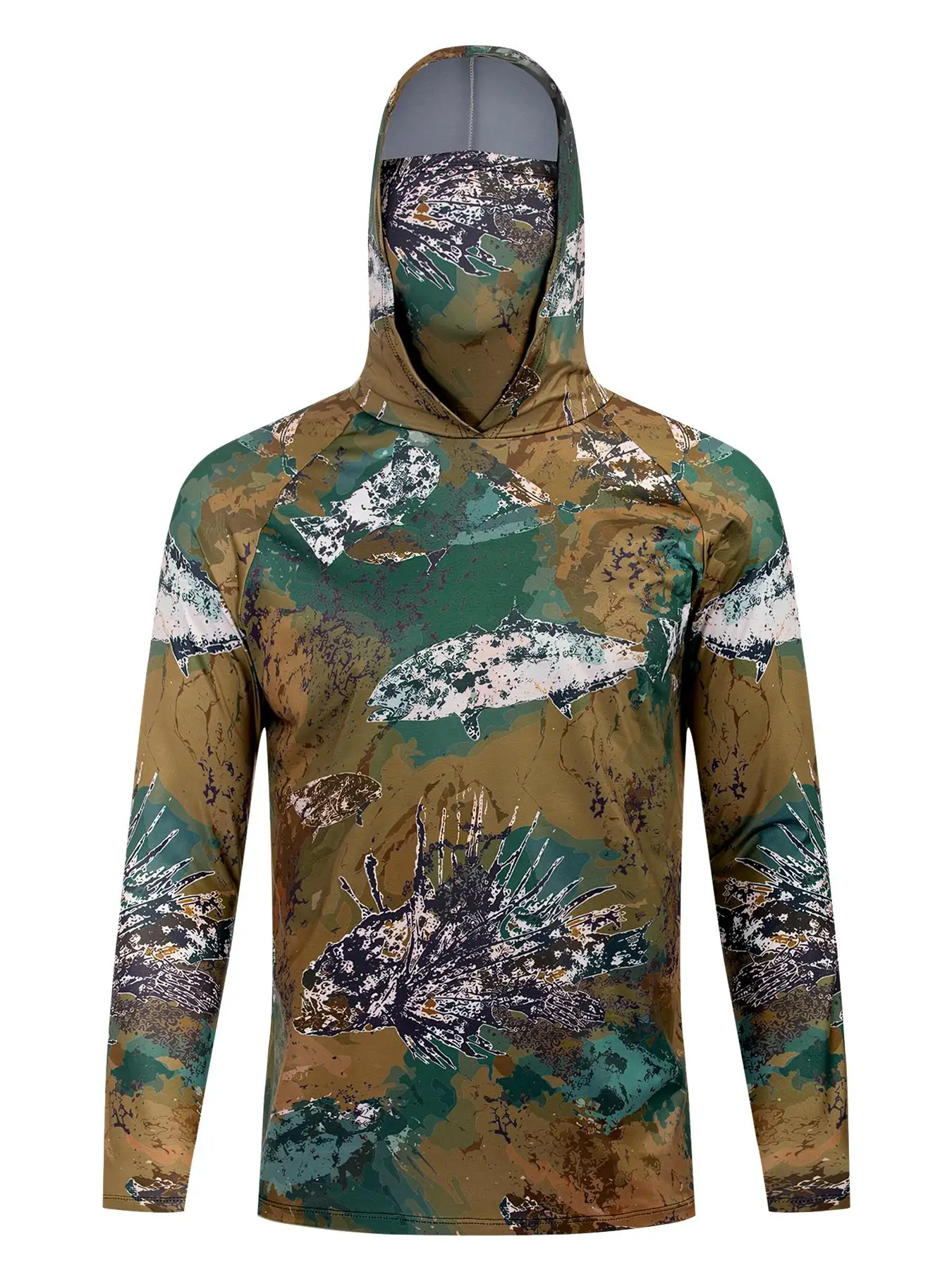 Fishing Hoodie Long Sleeve Jersey Sailing UPF 50+ UV Resistant Running Fishing Wear Green Breathable Team Customized Fish Shirt