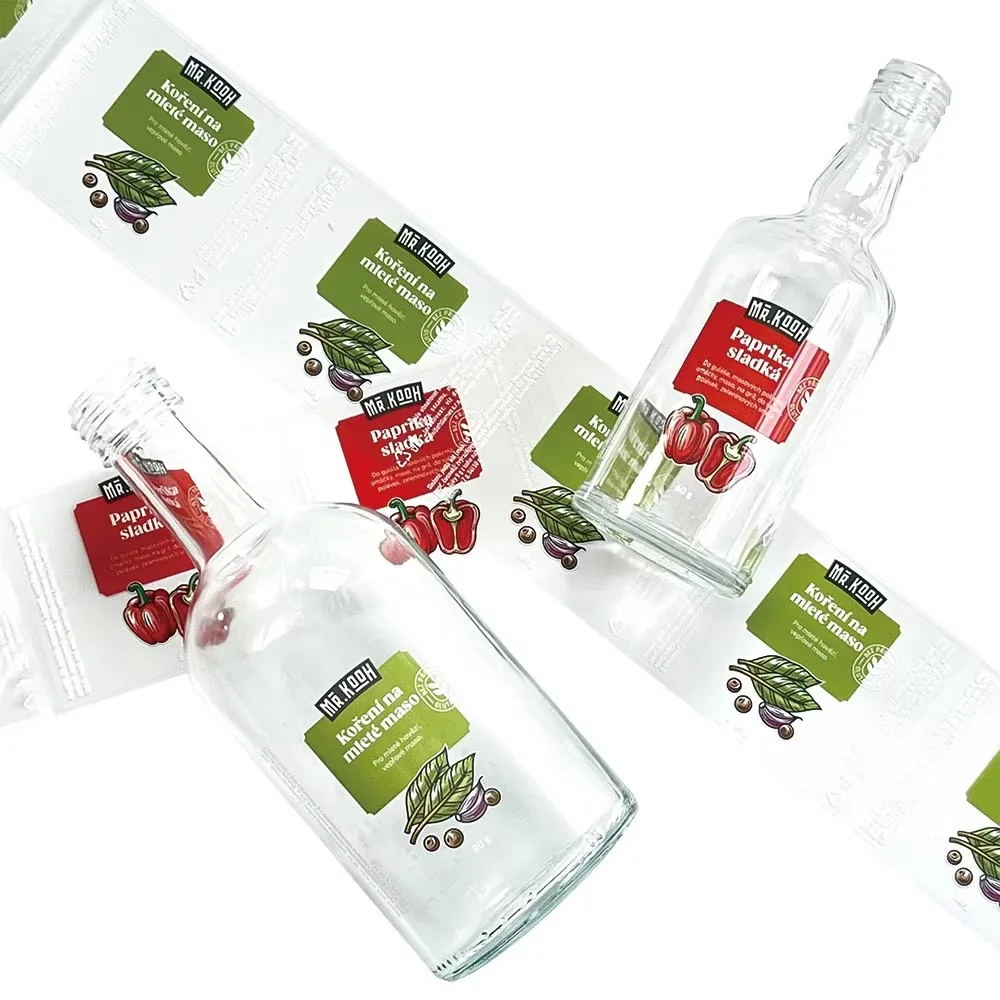 Custom Transparent Bottle Labels｜Easy Tear-Off Self-Adhesive Packaging Stickers｜For Water, Beverage, Drink & Glass Jars