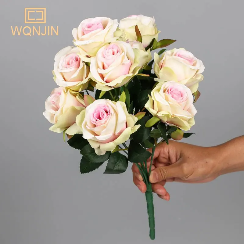 9 Köpfe lila künstliche Blumen Heimdekoration 9 Farben Schönheit Seide gefälschte Blume speziell für Hochzeit und Festival Dekoration – Detail 9
