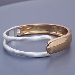 Trendy Simple Punk Alloy Opening Bangles Bracelets Charm Gold Color Statement Cuff Bangles for Women Jewelry Accessories 2022