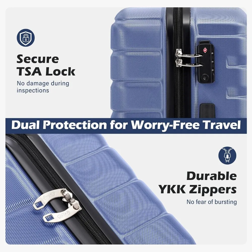 3-Piece Lightweight Luggage Set with TSA Lock, Blue