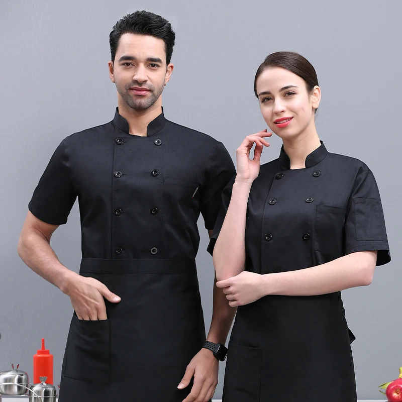 Chaqueta de Chef elegante para restaurante, ropa de cocina de panadería, monos cómodos de alta calidad, camisa de camarero, uniforme de cocina trasero