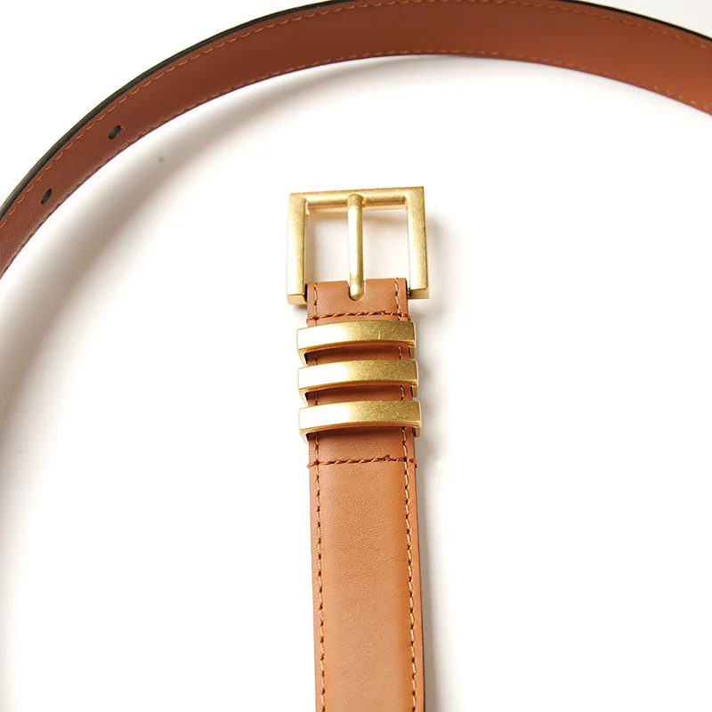 Retro, belt women, gold square buckle multi-metal ring belt, coat skirt waist versatile decorative belt