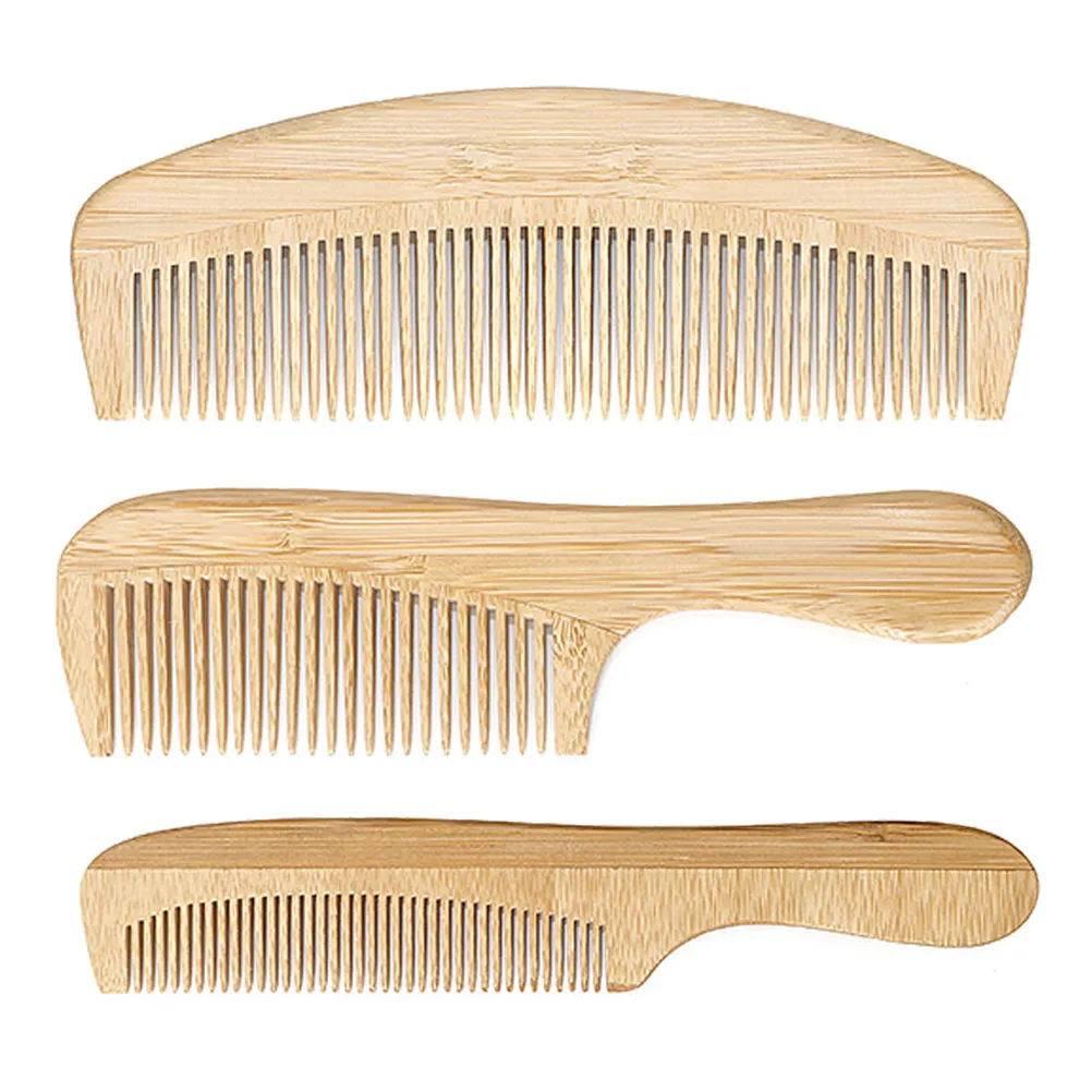 

3Pcs Bamboo Comb Anti-Static Fine Tooth Compact Lightweight Pocket Hair Styling Comb Portable Massage Hair Detangler
