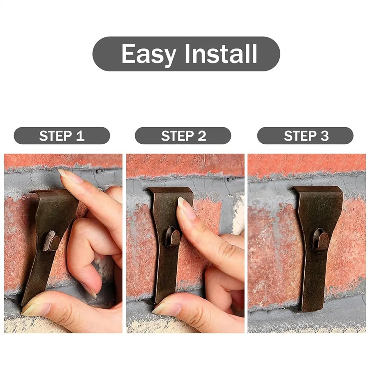 A13M 8 Brick Clips for Hanging Brick Hooks Brick Clips for 2-1/4In to 2-3/8In Tall Bricks Metal Brick Hook Spring Steel Clips