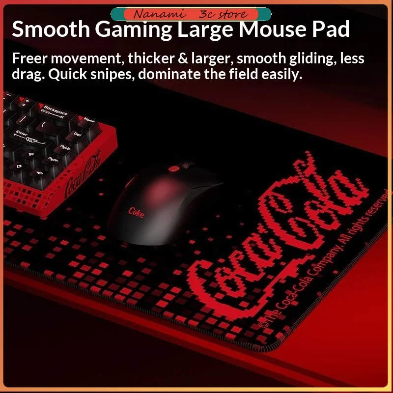 

Коврик для мыши Coca-Cola Collaboration Gaming, большой настольный коврик, гладкий коврик для мыши для игр с высокой частотой отклика, тонкая тканая поверхность