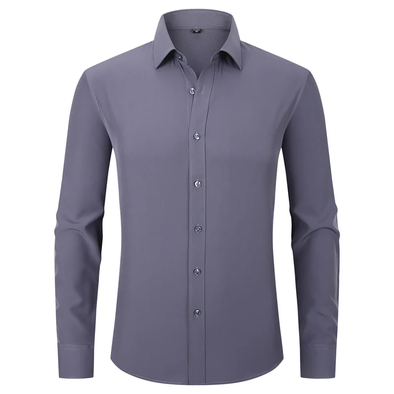 

Мужская рубашка против морщин, классические рубашки с длинными рукавами для мужчин, приталенная Camisa, деловая блузка, белая, синяя офисная рубашка 7XL 8XL