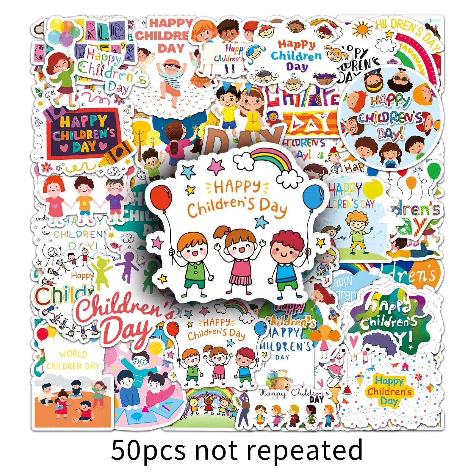 10/30/50PCS Celebrate Festivals Sticker Children's Day Waterproof Graffiti DIY Bicycle Skateboard Laptop Phone Guitar Decoration