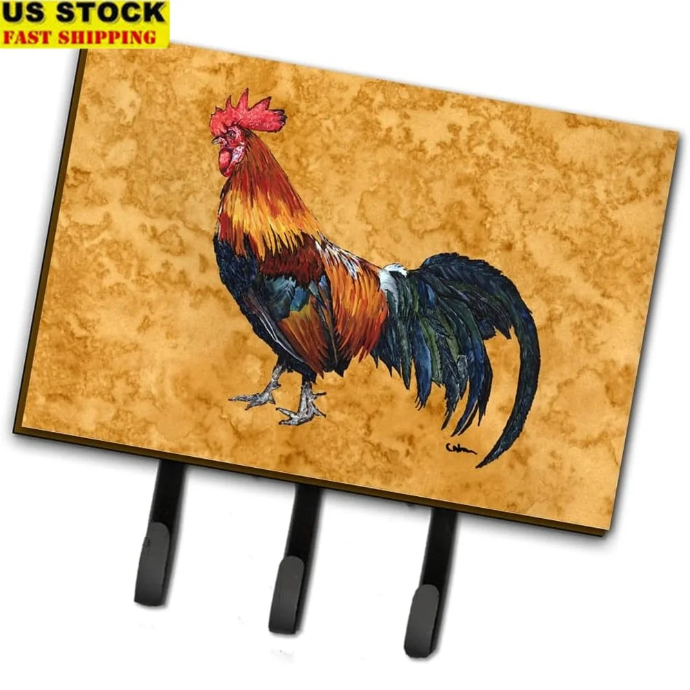 

Durable Rooster Leash Key Holder Wall Hooks Coat Rack Organizer Compact Design Easy Mounting Perfect Gift Home Decor