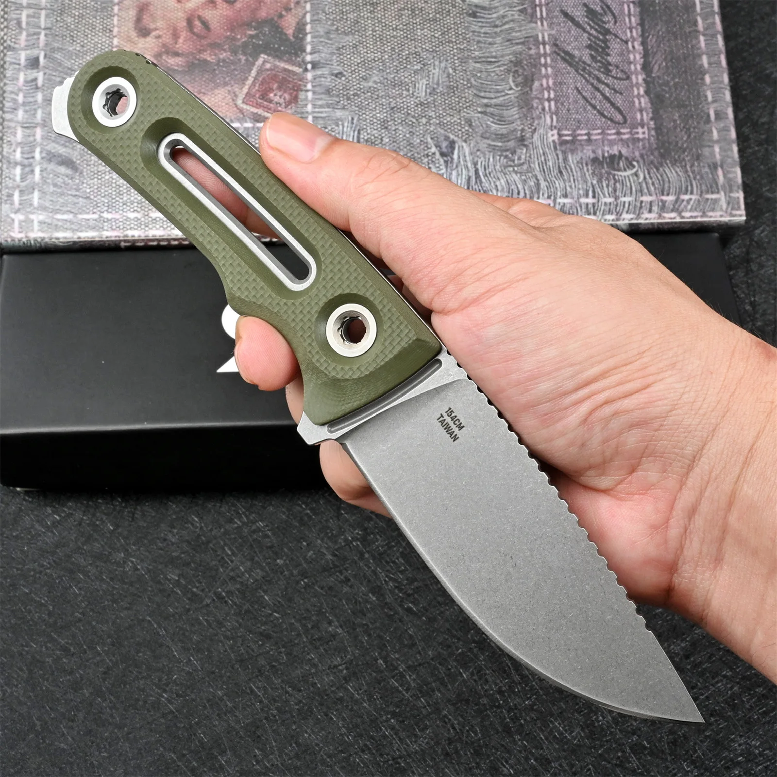 Outdoor Knife Tactical Portable Carry Camping Defensive Survival Knife Sharpened Washable Sheath Nylon Fiberglass + Steel Clip