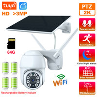 Tuya WiFi 3MP Solar Camera 10000mAh Battery Wireless PTZ Outdoor PIR Monitoring AI Human Tracking Night Vision CCTV Smart Life