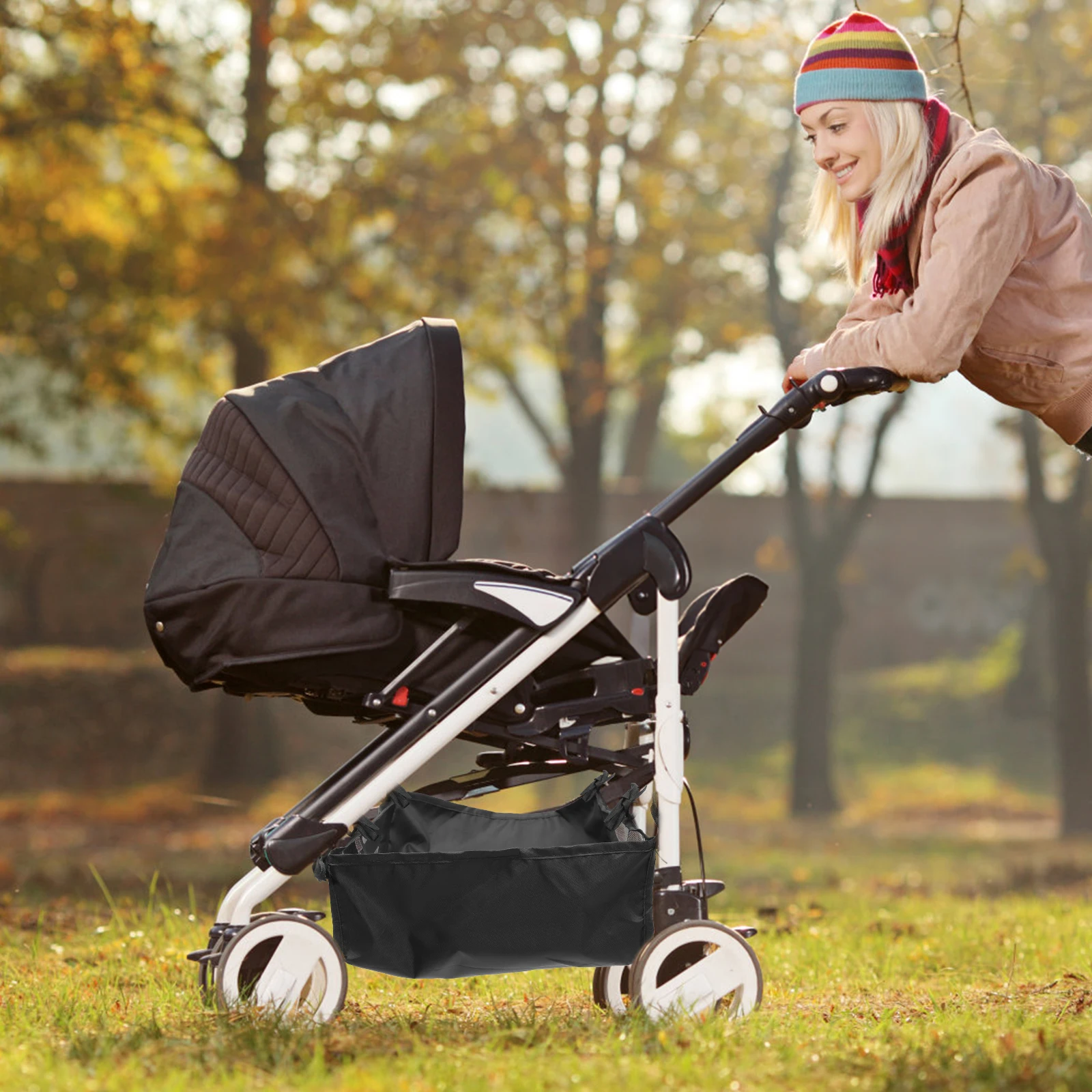 

Baby Stroller Storage Mesh Bag 35x32x15 Large Capacity Oxford Cloth Universal Cargo Net Pouch for Shopping Replacement