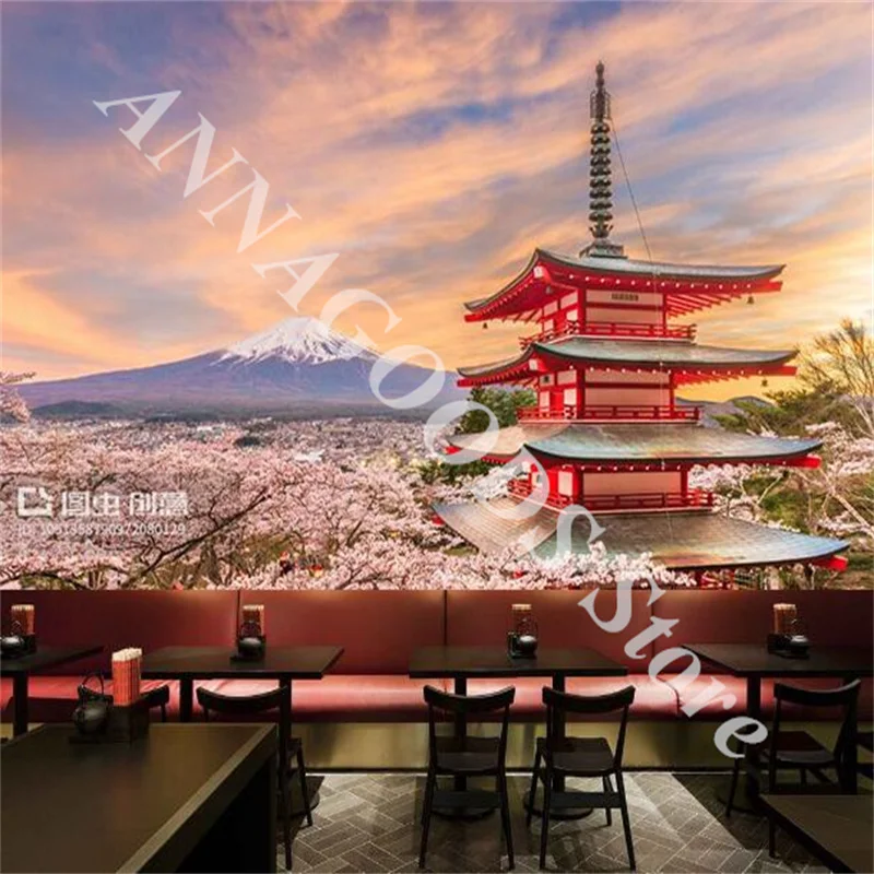 

Japan Fujiyama and Pagoda Beautiful Landscape 3D Photo Wallpapers for Japanese Restaurant Sushi Shop Background Wall Paper