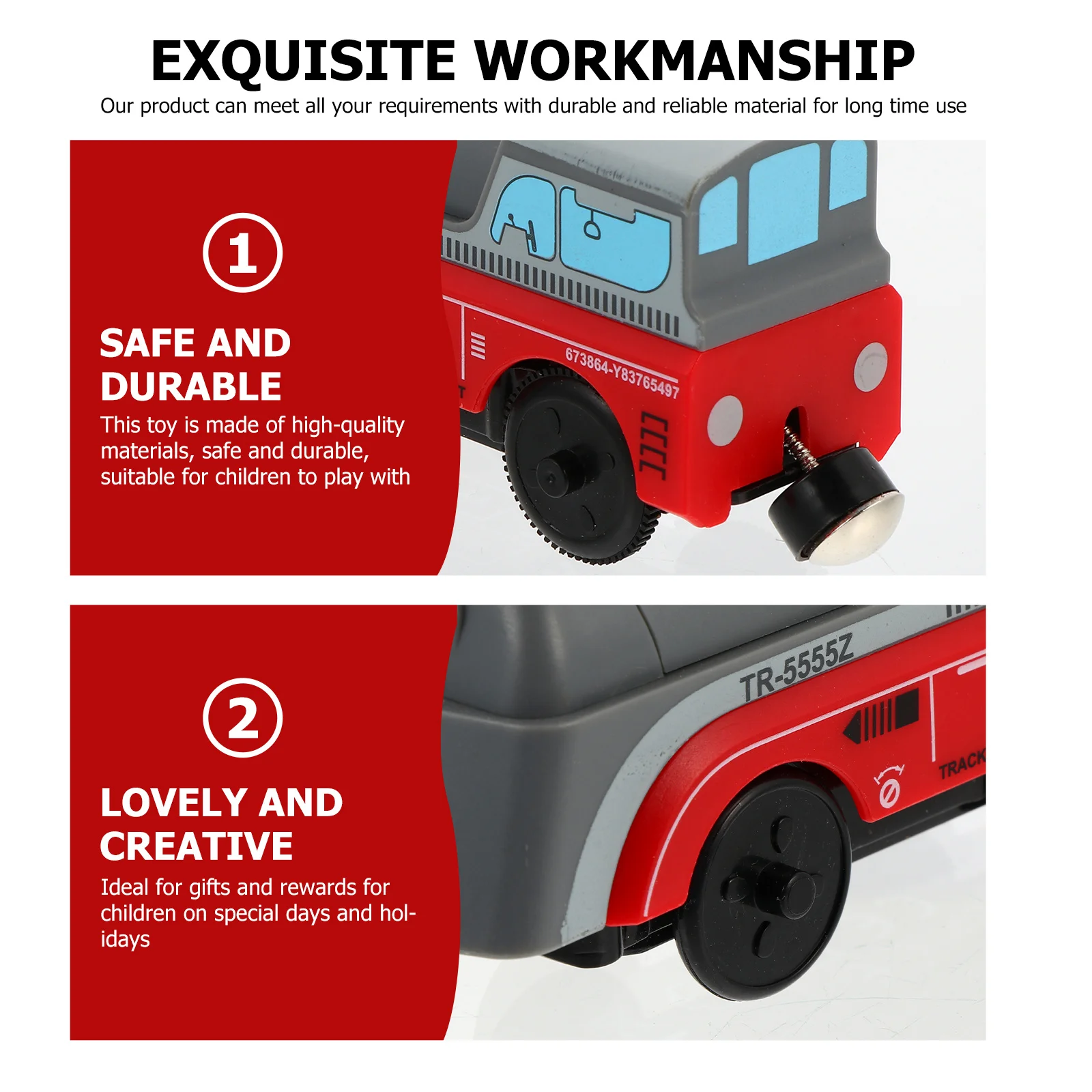 

Vaguelly 1pc Magnetic Locomotive Toy Train for Kids Alloy Electric Red Connectable Car Playset Plaything