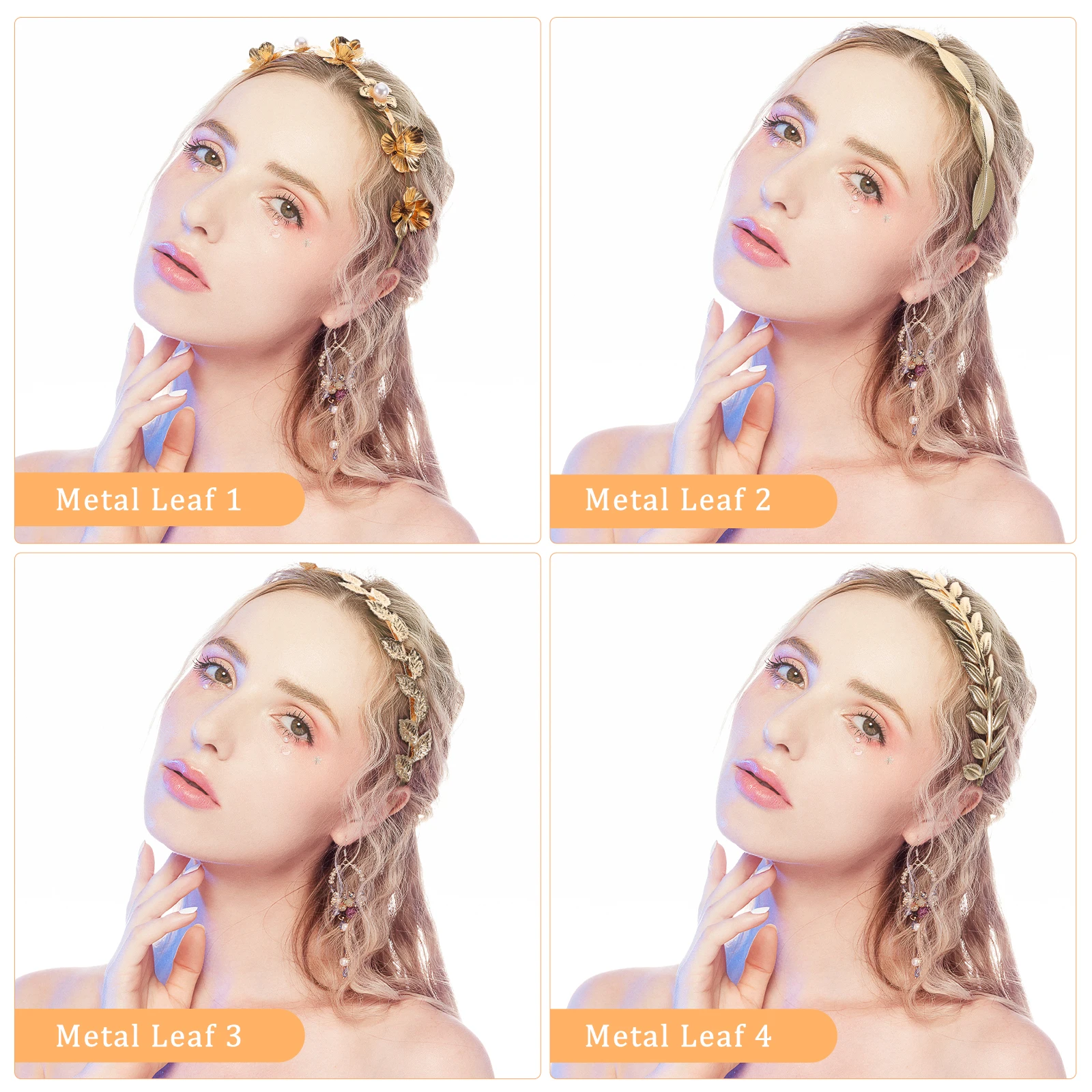 

6 Pcs Hair B Headb Set Colored Hoop Headb s for Women Girls Party Wedding Metal Leaf Pearl Comfortable Lightweight