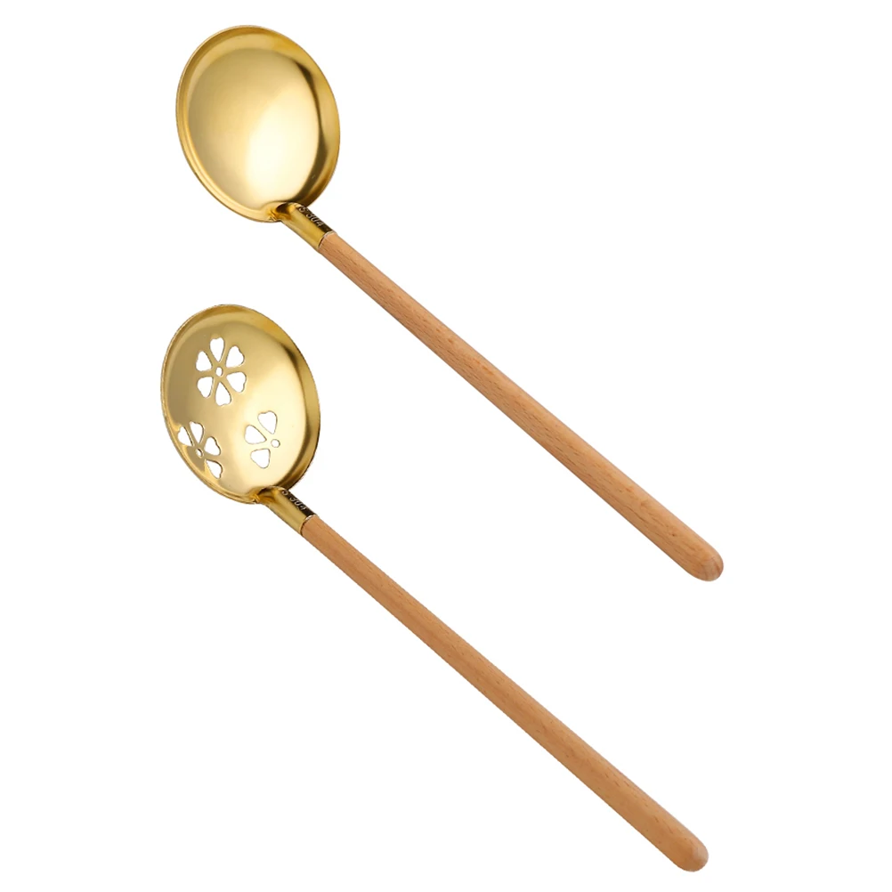 

2Pcs Long Handle Stainless Steel Hot Pot Ladle Colander Soup Skimmer Ramen Spoon Kitchen Tableware for Cooking Dining