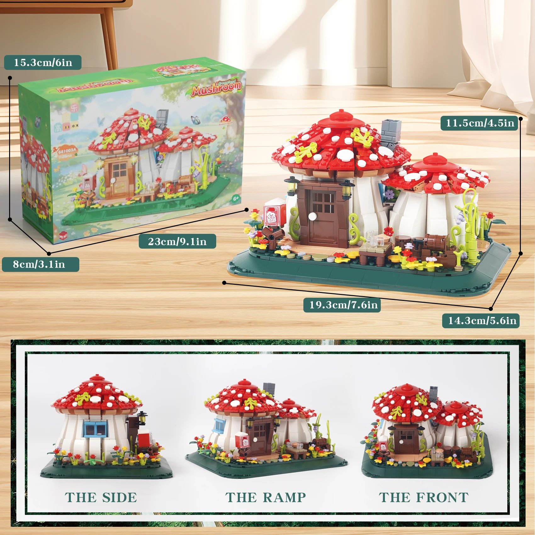 Blocs de construction de maison de champignon de conte de fées, 1100 pièces, Architecture de Village, Micro briques à assembler, jouets MOC, cadeau de noël pour fille