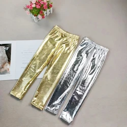 Girls' Gold leggings Children's Yoga Pants Elastic And Shiny Running Dance Tight Pants Suitable For Teenagers' School Exercise