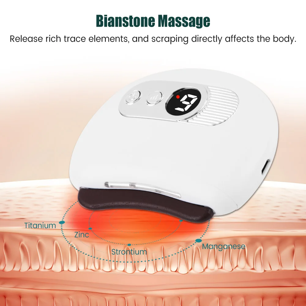 Electric Guasha Massager Bian stone Hot compress Body Scraping Therapy Device Neck Face Lifting Remove Wrinkle Beauty Device