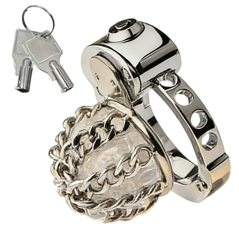 Metal Male Chastity Device Adjustable Ring Size Cock Cage Sex Toys for Men Urethral Lock Slave Restraint Adult Chastity Belt