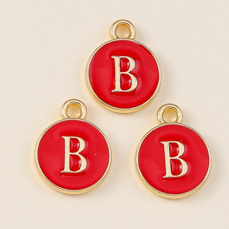 Leslie 20 Stück Niedliche Rote Doppelseitige Mini-Alphabet-Anhänger mit 26 Buchstaben für DIY-Namensschmuck, Halsketten, Armbänder und Ohrringe – Detail 6