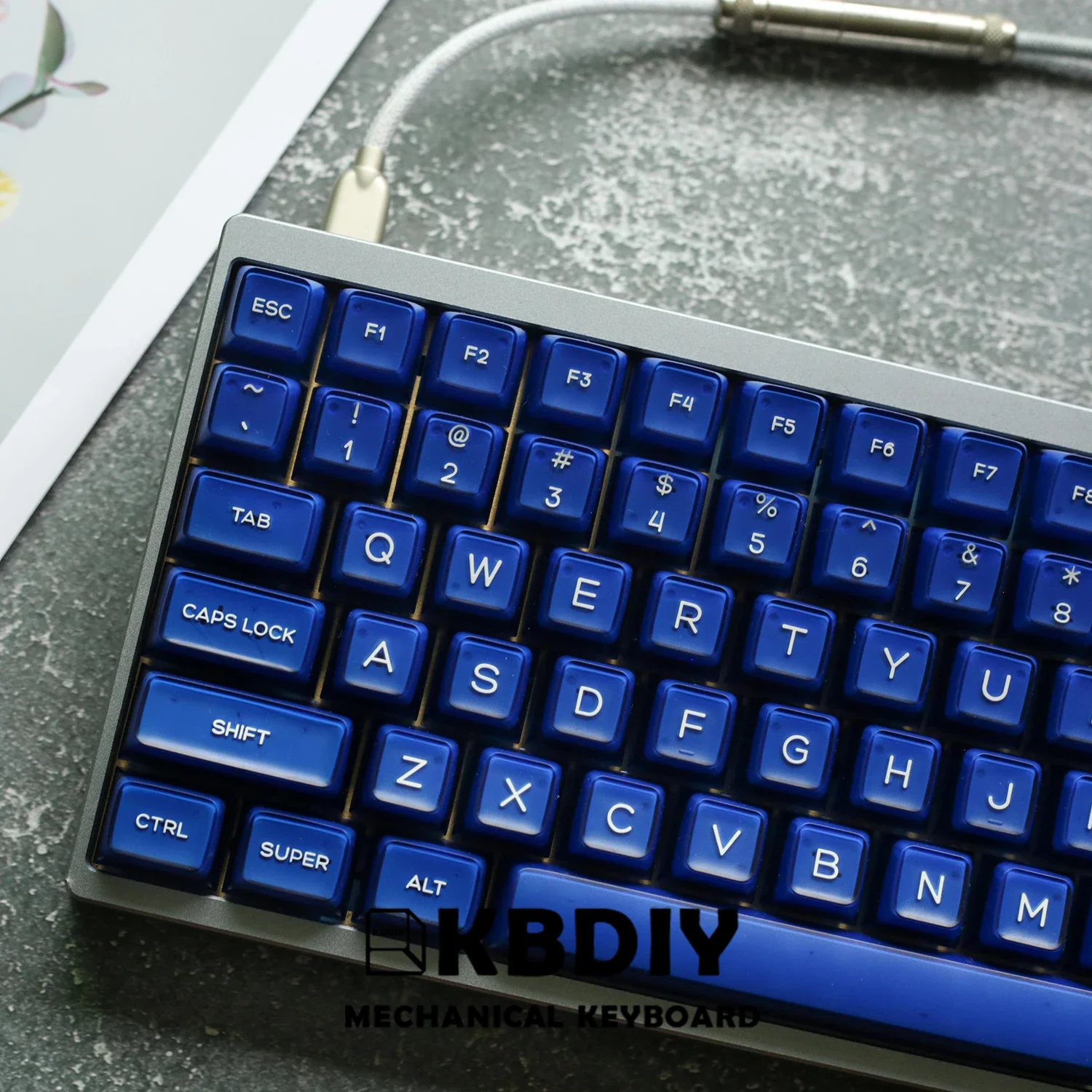 KBDiy SA Profile Klein Blue Keycap Custom PBT for Mechanical Gaming Keyboard Keycaps MX Switch ISO 135 Keys Caps Double Shot