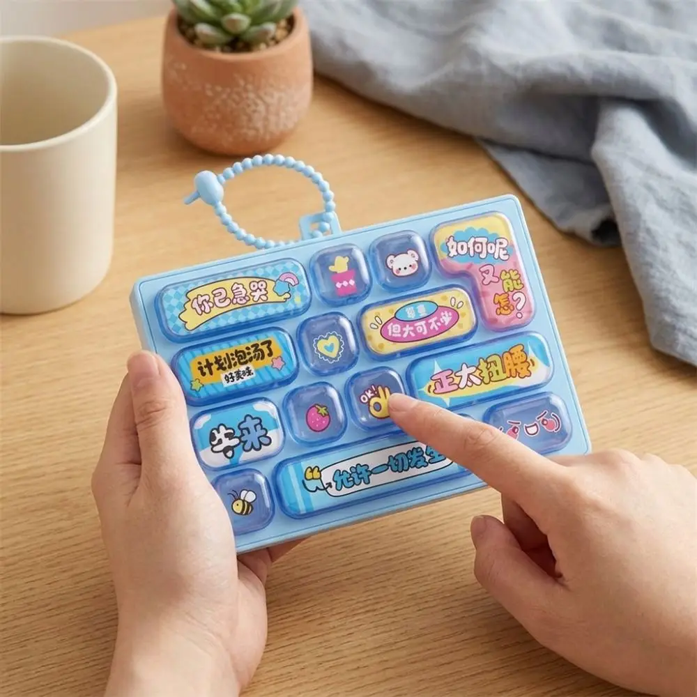 Plastic 14 Key Fidget Keyboard Charm Animals Cartoon Mini Keyboard Bag Charm Clear Key Sounds Press-Type
