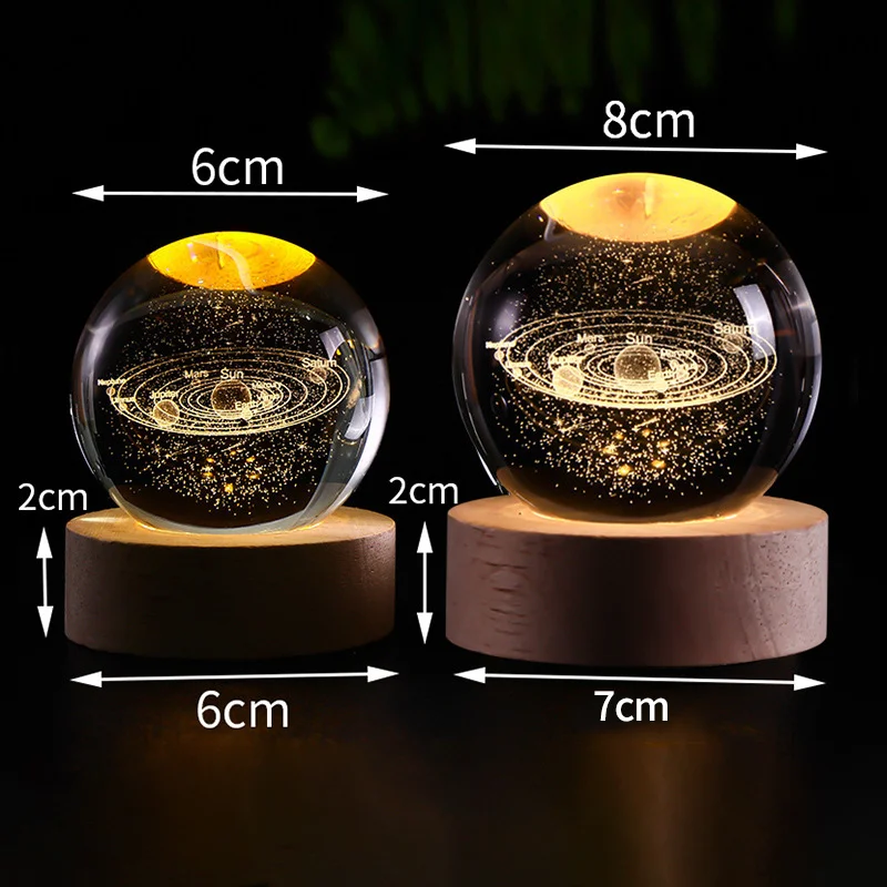 Usb Night Light Table Lamp Party Led Crystal Ball Table Lamp 3d Moon Planet Galaxy Decor For Home Toys For Kids Adult Xmas Gifts