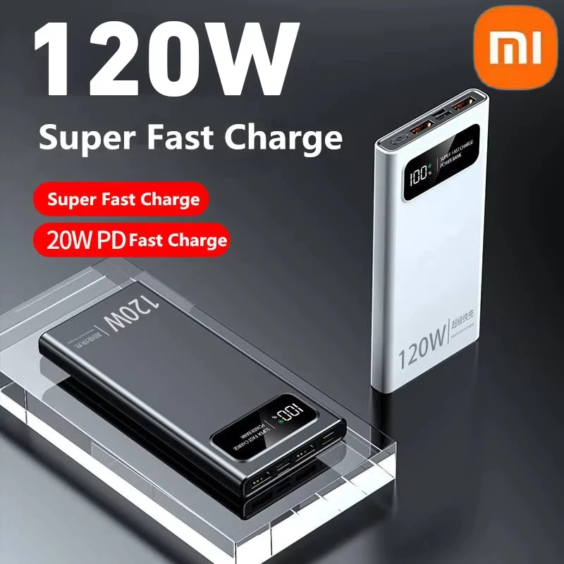 Xiaomi 200000mAh Power Bank 120W Super Fast Charger Large Capacity Mobile Power Portable External Battery Digital Display New