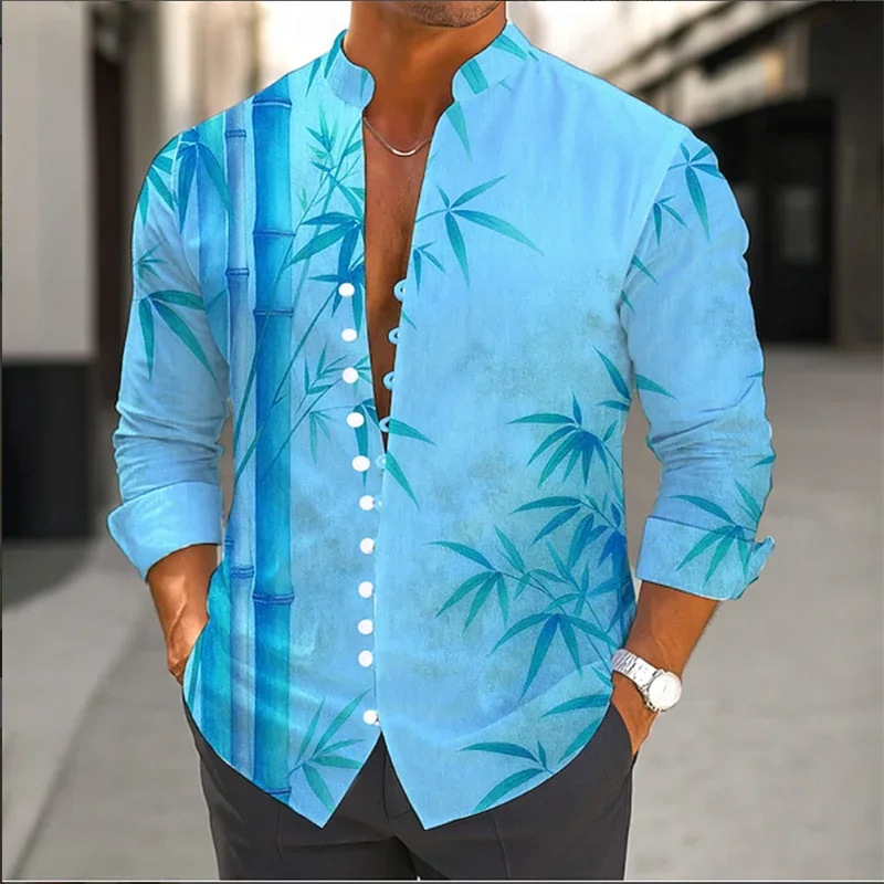 Men's 3D Plant Flower Print Long Sleeve Shirt Hawaii Vacation and Leisure Flip Button Shirt Fashion Casual Social Party Comfort