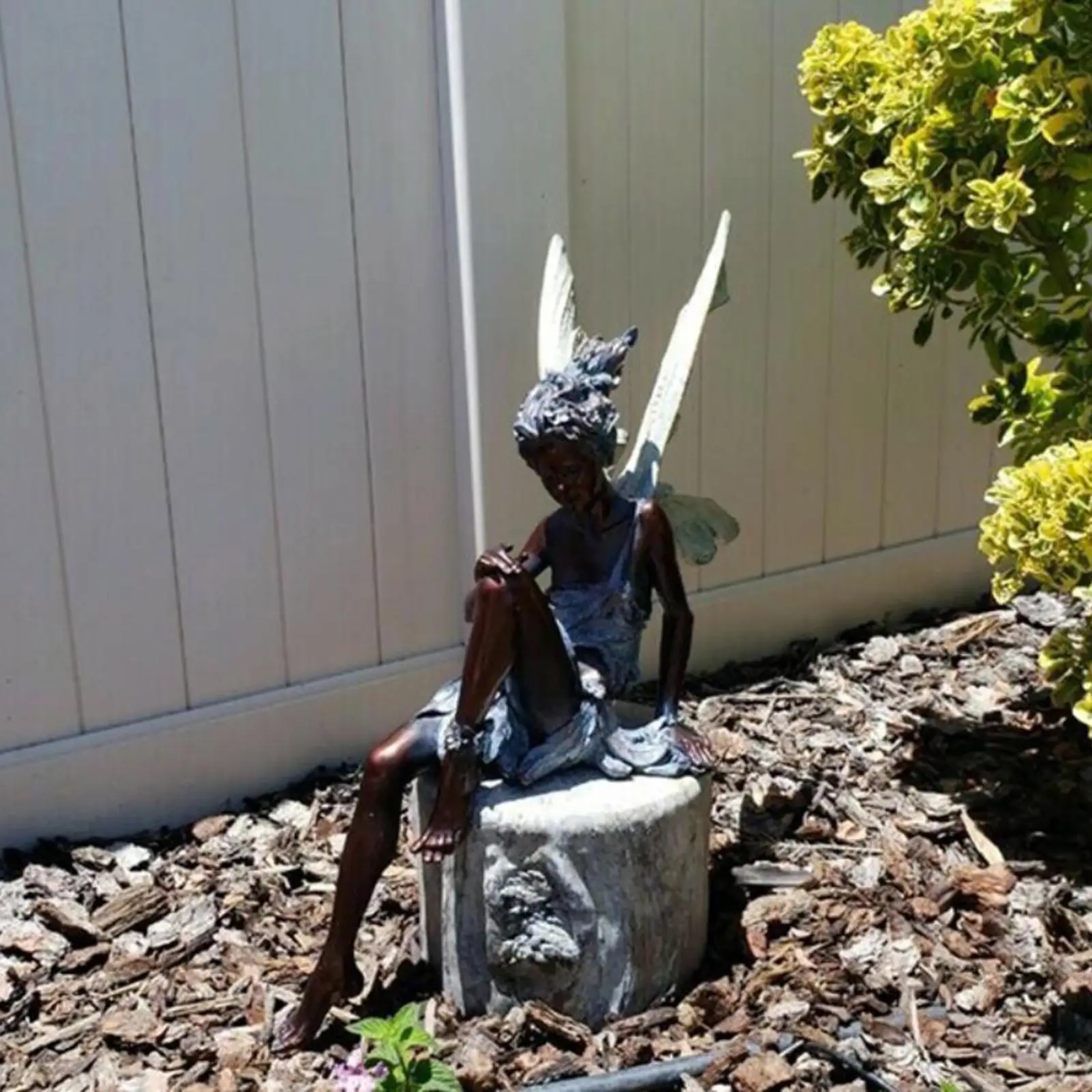 Resin Fairy Statue Yard Fountain Figurine Lawn Sculpture Craft Decoration