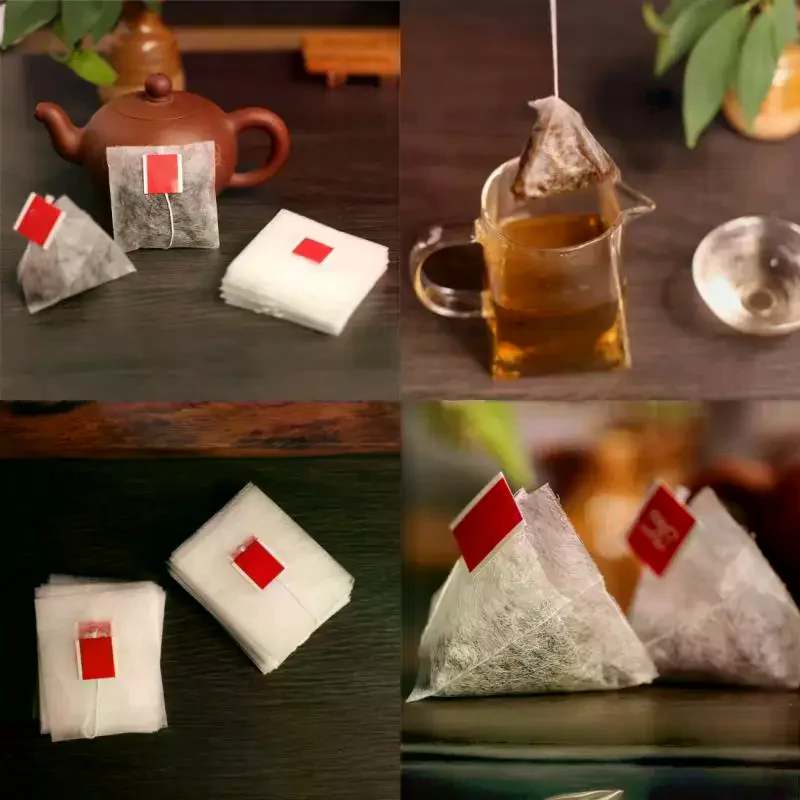 100Pcs Empty Tea Bags Degradable Corn Fiber Heat-sealable With String Filter Paper Teabags Disposable Transparent Teabags
