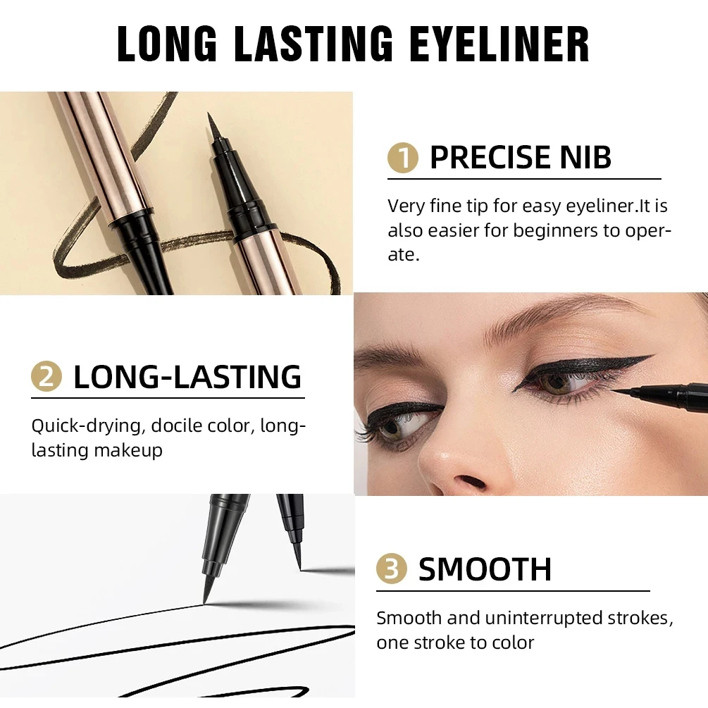 Guer Young Waterdichte Sneldrogende Langdurige Eyeliner Potlood Make-Up Wreedheid Gratis Veganistische Zwarte Vloeibare Eyeliner Pen