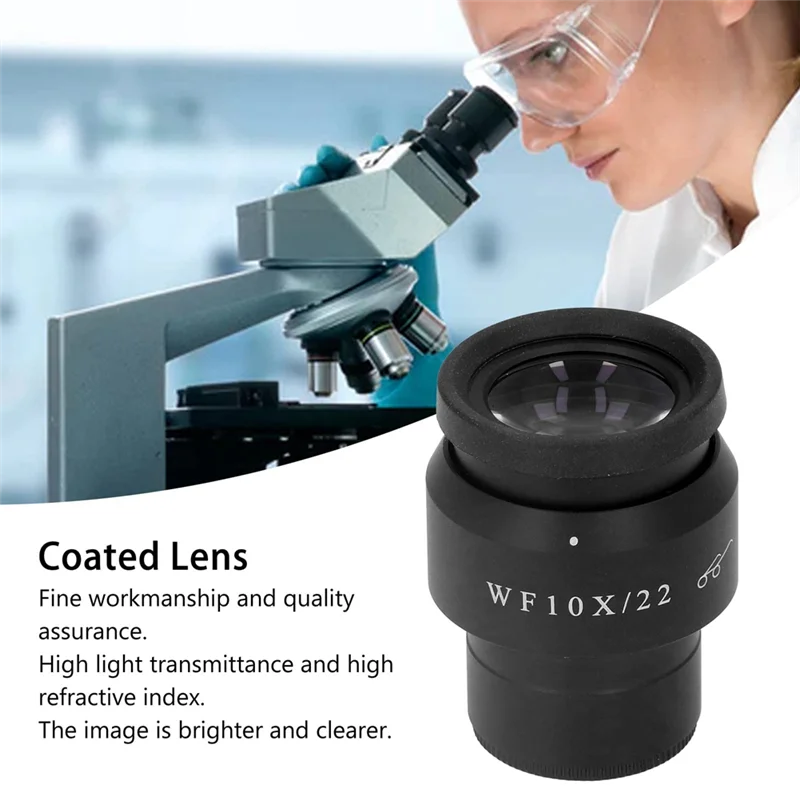 AP-WF10X/22 2PCS Microscope Ocular Eyepiece Wide Angle Eyepoint Lens Adjustable Field 30Mm Widefield Design