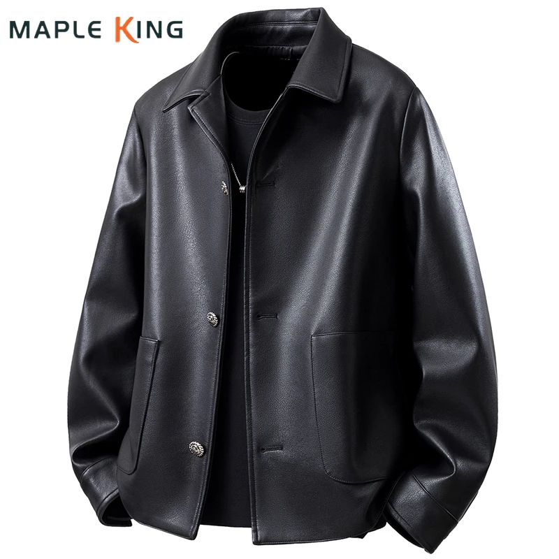 Chaqueta de hombre de cuero PU, veste moto cuir homme, estilo steampunk, con grandes bolsillos, diseño vintage, holgada, de cuero sintético, estilo gótico.