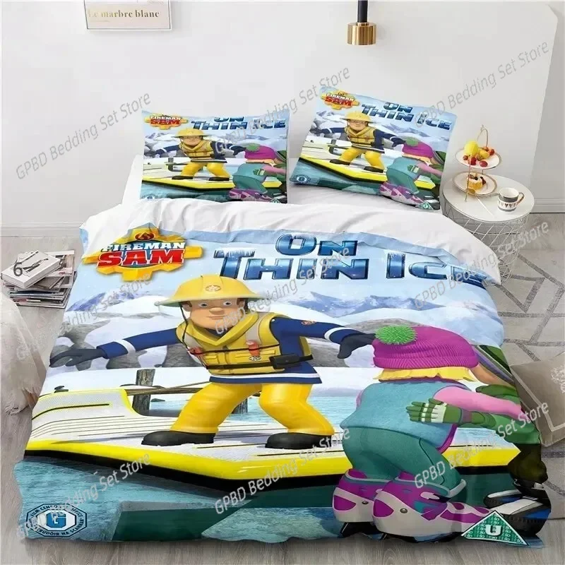 Cartoon Fireman Sam Toys Bedding Set Duvet Cover Bed Set Quilt Cover Pillowcase Comforter king Queen Boys Adult Bedding Set