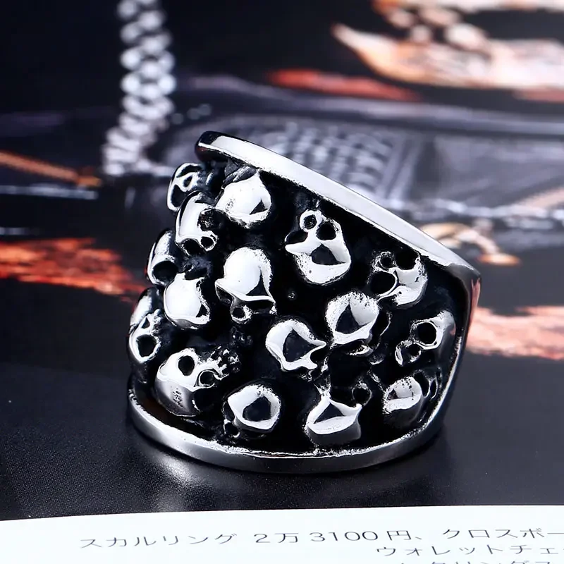 Beier new store 316L Stainless Steel men ring personality punk cluster skull ring men vintage fashion Jewelry LLBR8-247R