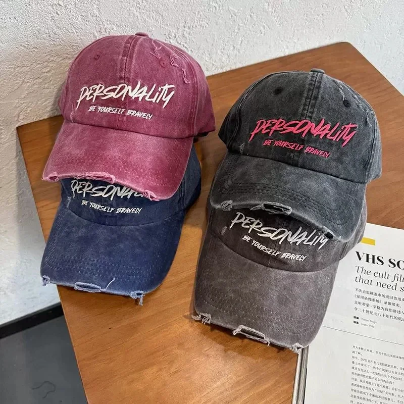 1 unisex all season fashionable Washed retro retro letter personality baseball cap